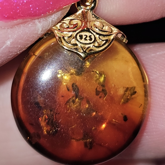 Baltic Amber & Garnet Drop Earrings, 925 Silver, NWT - Picture 4 of 6